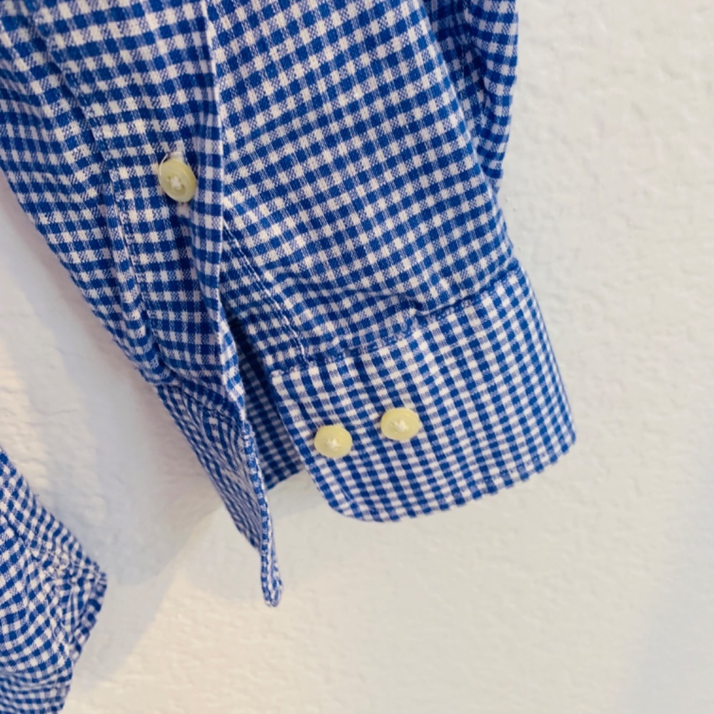 Ralph Lauren Mens Classic Fit Button Down Shirt Size Large 17 34/35 Blue Linen - Picture 9 of 13